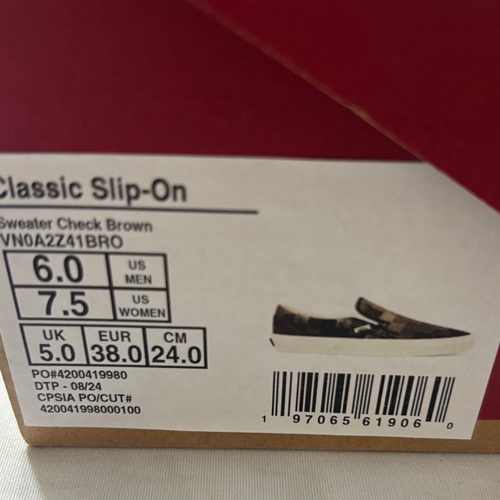 Vans Women's Brown Checkered Slip-On Flats NEW - Picture 7 of 7
